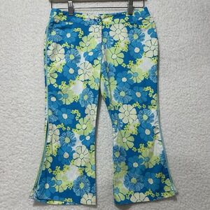 LILLY PULITZER‎ VTG Multicolor Daisy Print Low Rider Flare Leg Capris Size 0